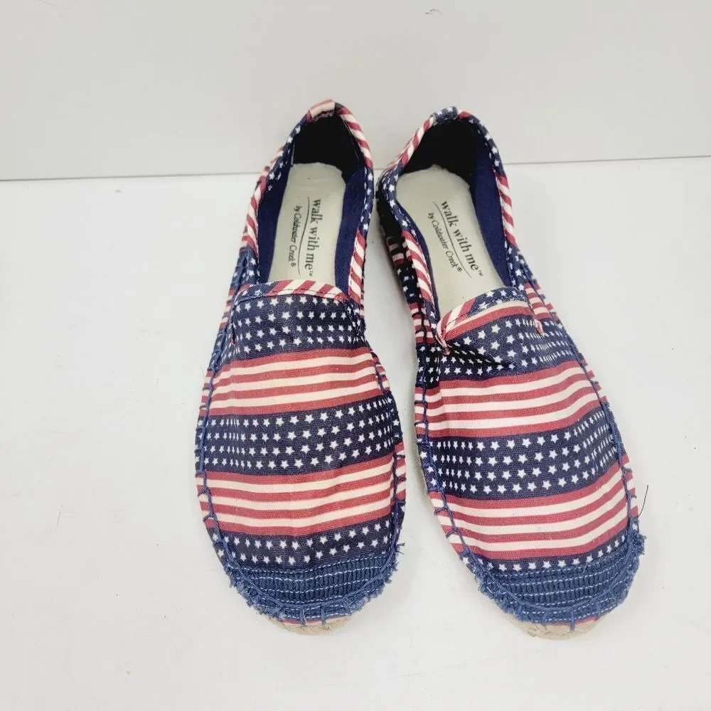 Coldwater Creek Stars and Stripes Americana USA Flag Escape Espadrilles Size 7